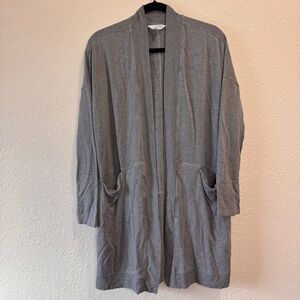 Soma WKND Soft Brushed Terry Gray Longline Cardigan Pockets Women Large